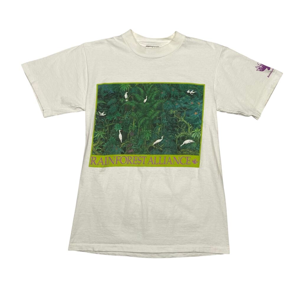 Vintage 90s Rainforest Alliance Single Stitch Shirt Men's Medium Nature Activist - Picture 1 of 9